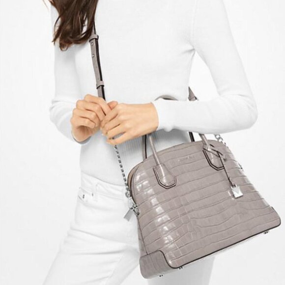 Michael Kors Mercer Crocodile-Embossed-Leather Dome Satchel Per Owned - Picture 6 of 6